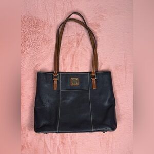 Dooney & Bourke Black Pebble Leather Tote Bag - Red Interior - Classic Shoulder